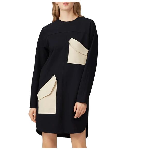Tibi Black Shift Dress XS Pockets Artsy Designer Career Business Casual $395 - Picture 1 of 11